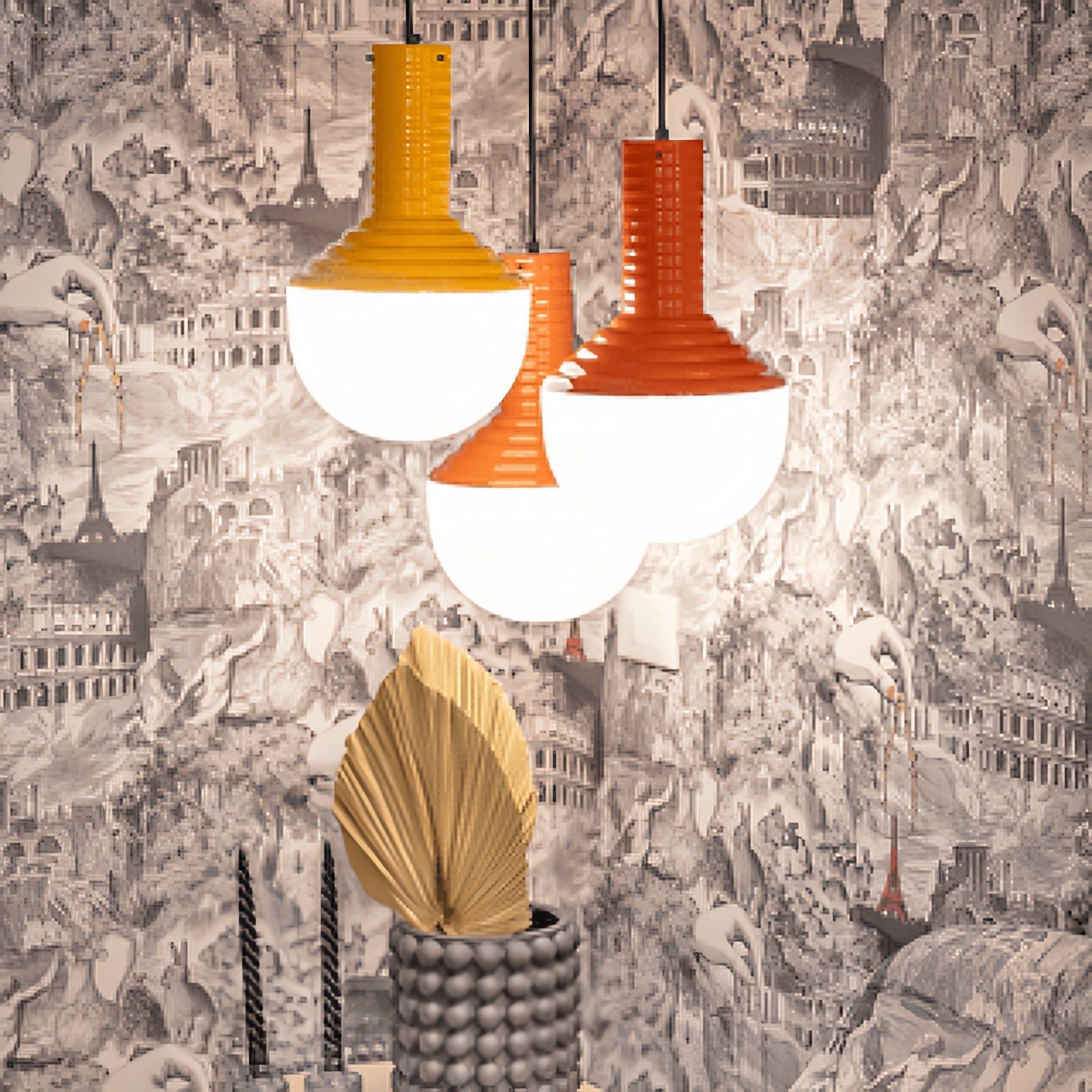 Contemporary Bulb - Shaped Ceramic Pendant Lamp In 4 Colors