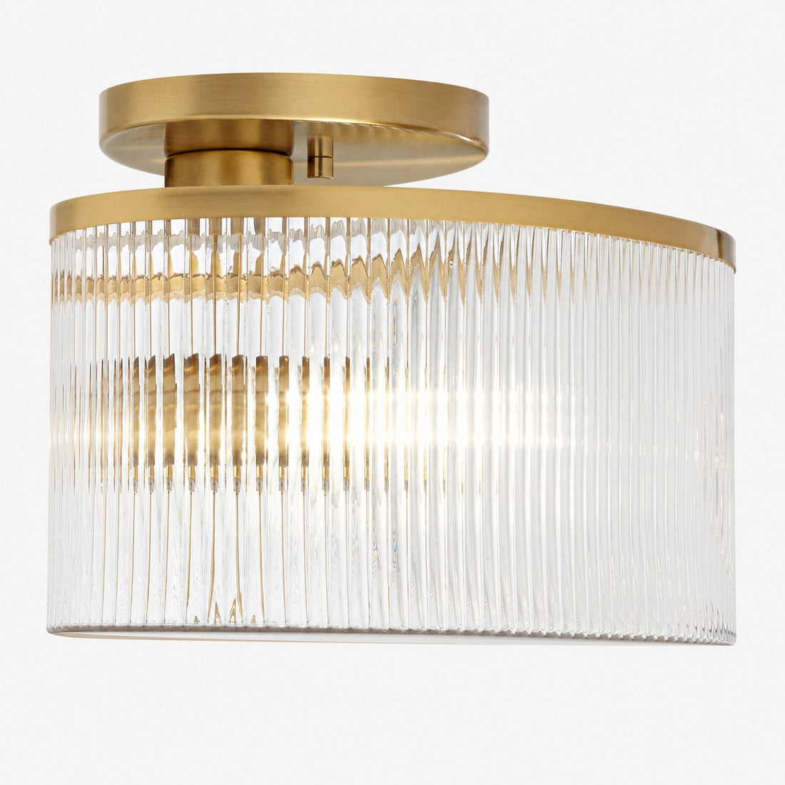 Drum Ribbed Glass Ceiling Lamp - Vintage Farmhouse Flush Mount