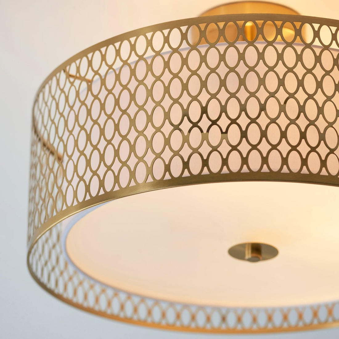 Liorin Geometric Mesh 3‑Light Flush Ceiling Light - Mesh Metal Frosted Glass Lamp for Living Room or Hallway