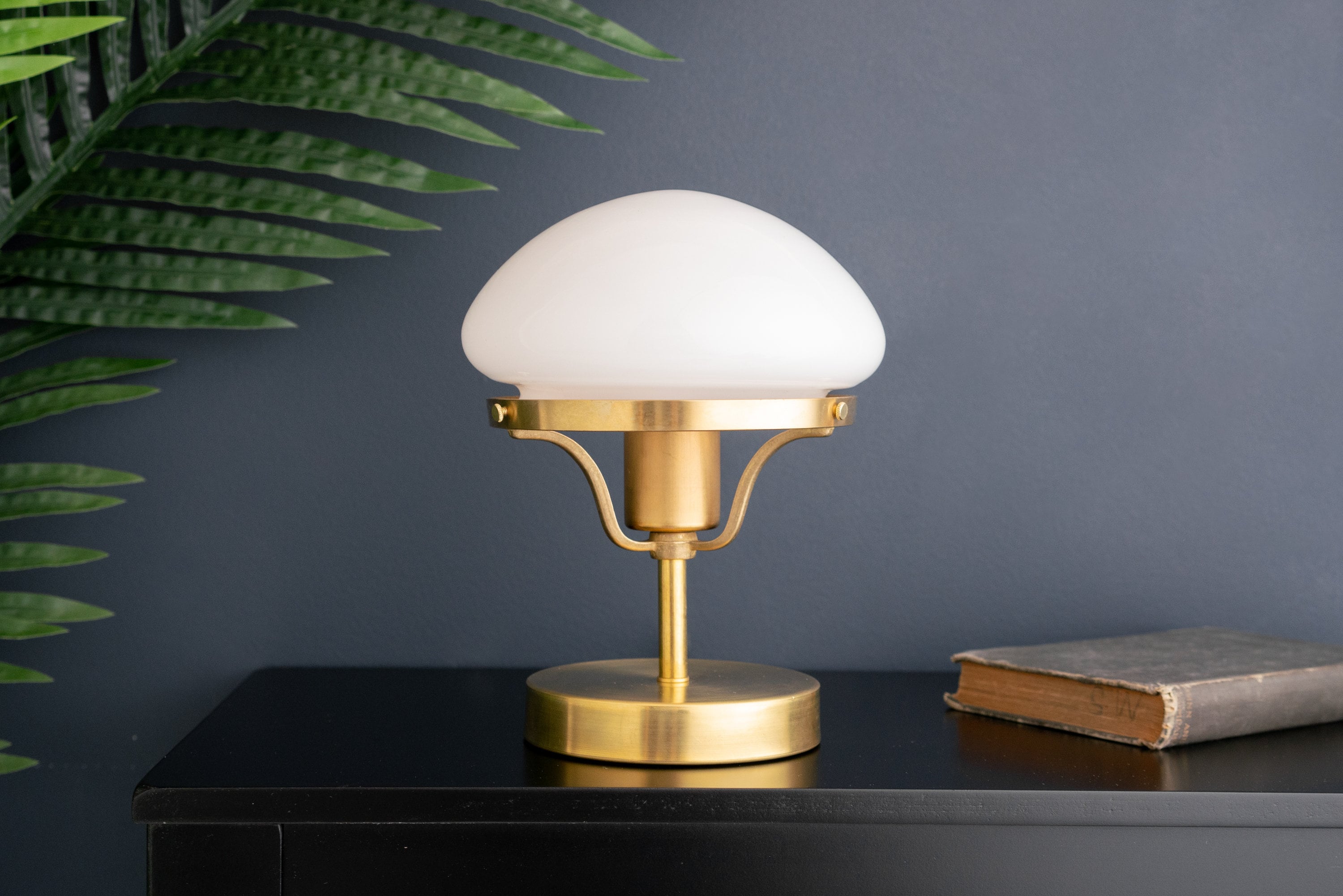 Ornato Luxe Modern Brass or Black Table Lamp With Art Deco Lustre