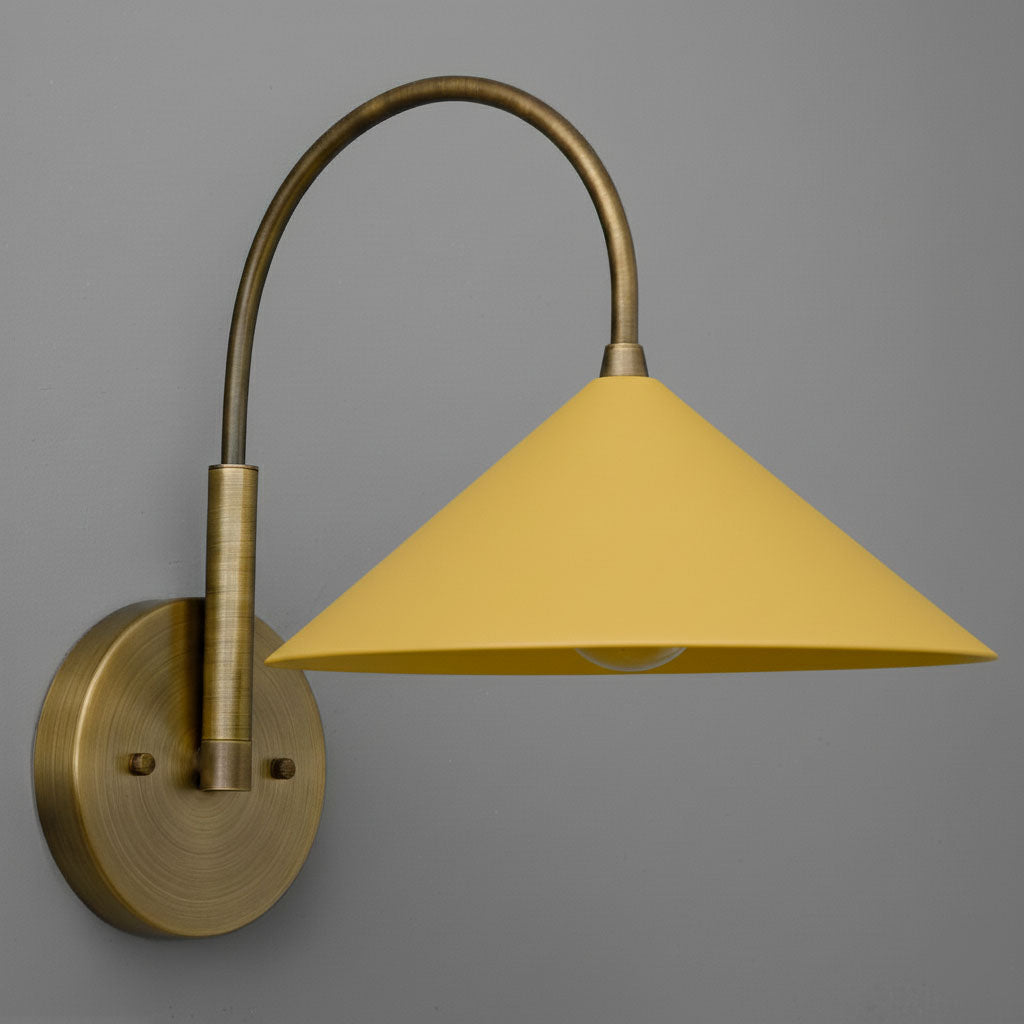 Curva Metal Vintage Wall Sconce  - Elegant Cone Shade for Bedrooms