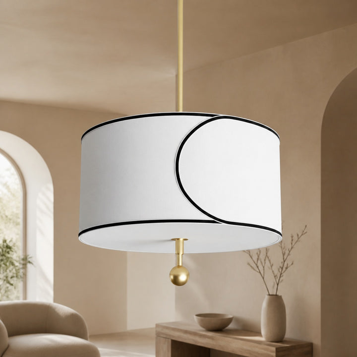 Roven 3-Light Drum Pendant Light – Modern Transitional Layered Fabric for Dining Room or Living Room