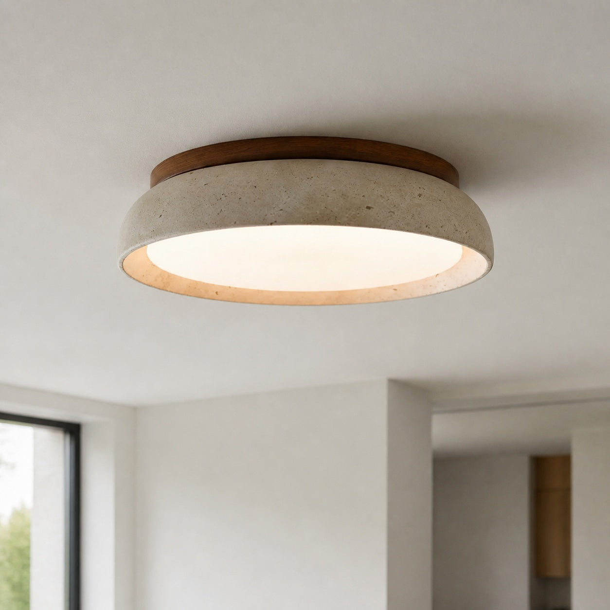 Torvella Round Ceiling Light Sculptural Disc Flush Mount - Modern Natural Bedroom Lighting