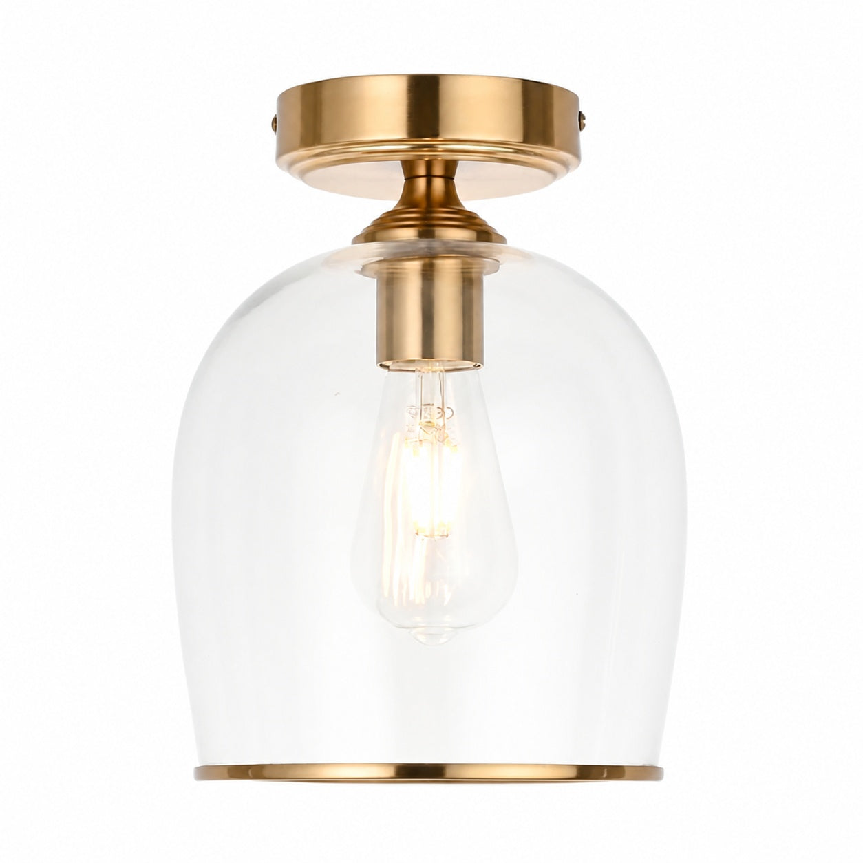 Brazara Dome Ceiling Light - Industrial Ribbed and Clear Glass for Living Room