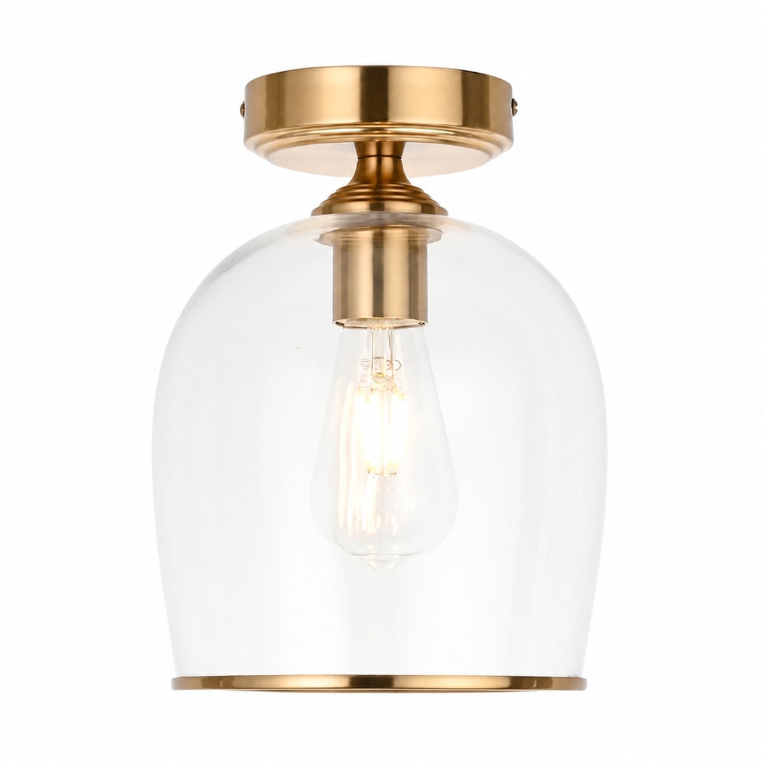 Brazara Dome Ceiling Light - Industrial Ribbed and Clear Glass for Living Room