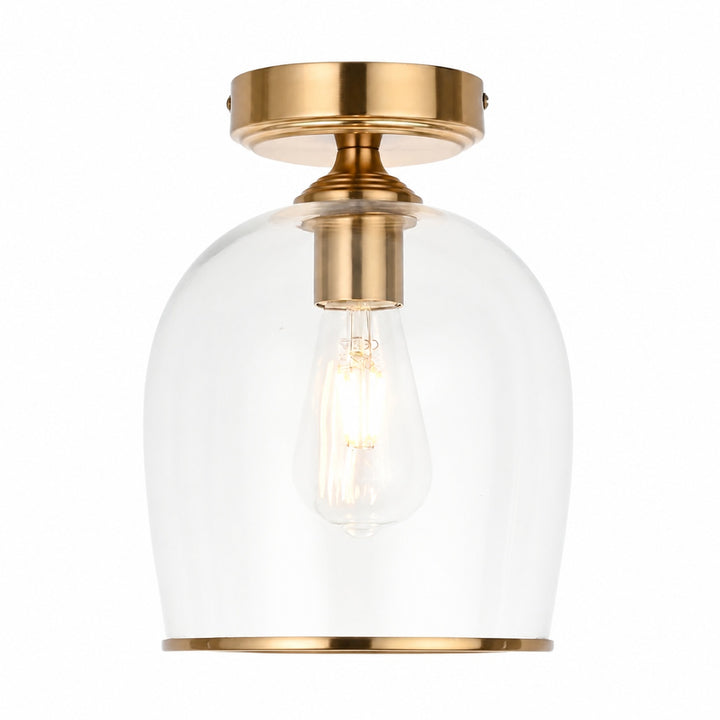 Brazara Dome Ceiling Light - Industrial Ribbed and Clear Glass for Living Room