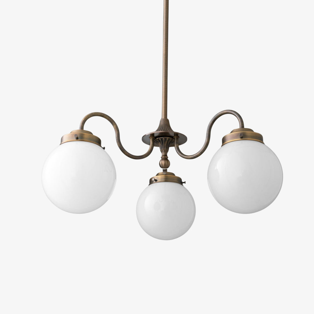 Glorica Glass Vintage Globe Chandelier - Brass 3-Light Frosted Glass Hanging Fixture