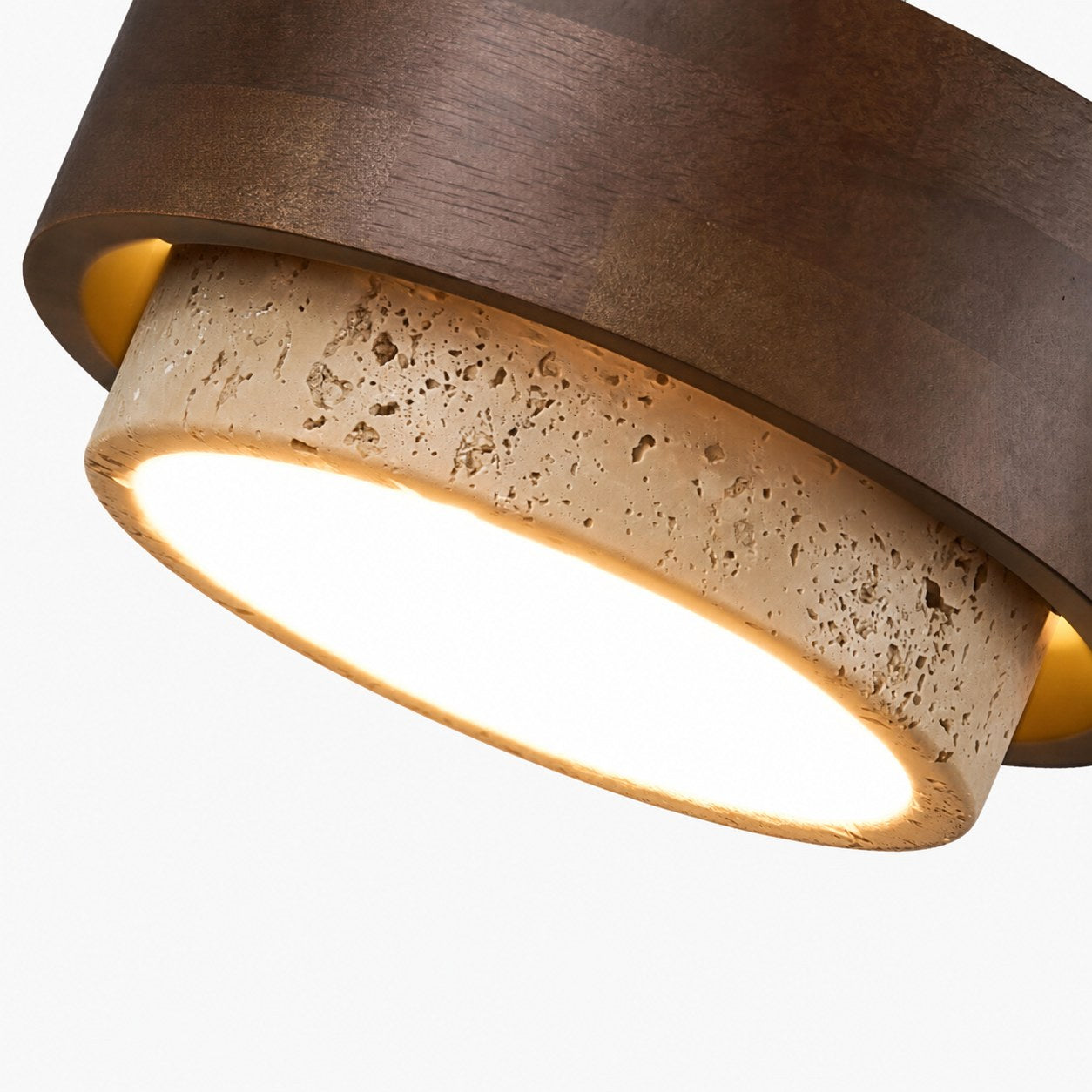 MokuStone Wabi Sabi Travertine Ceiling Lamp - Textured Stone Flush Mount Lighting for Home