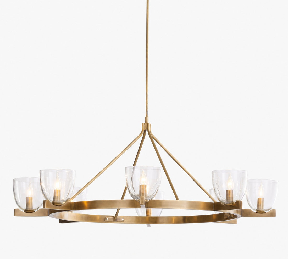 Auria Hand-blown Glass Metal Chandelier - Contemporary Brass Design