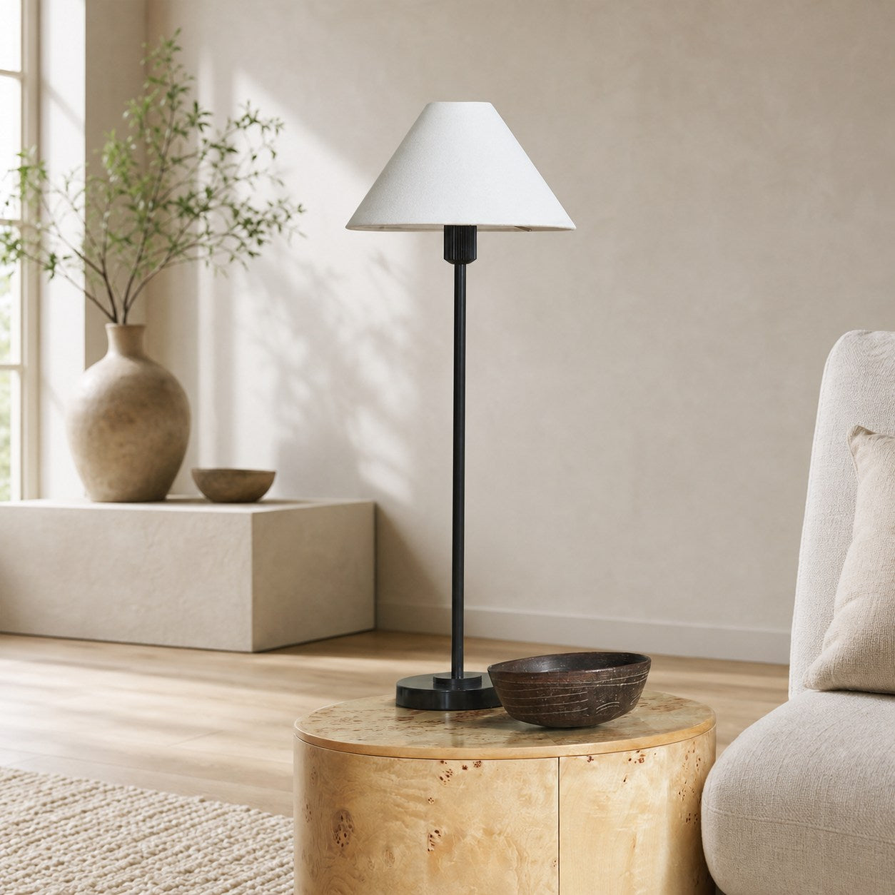 Diora Table & Floor Lamps - Linen Shade Modern Linear Style Sophisticated Accent
