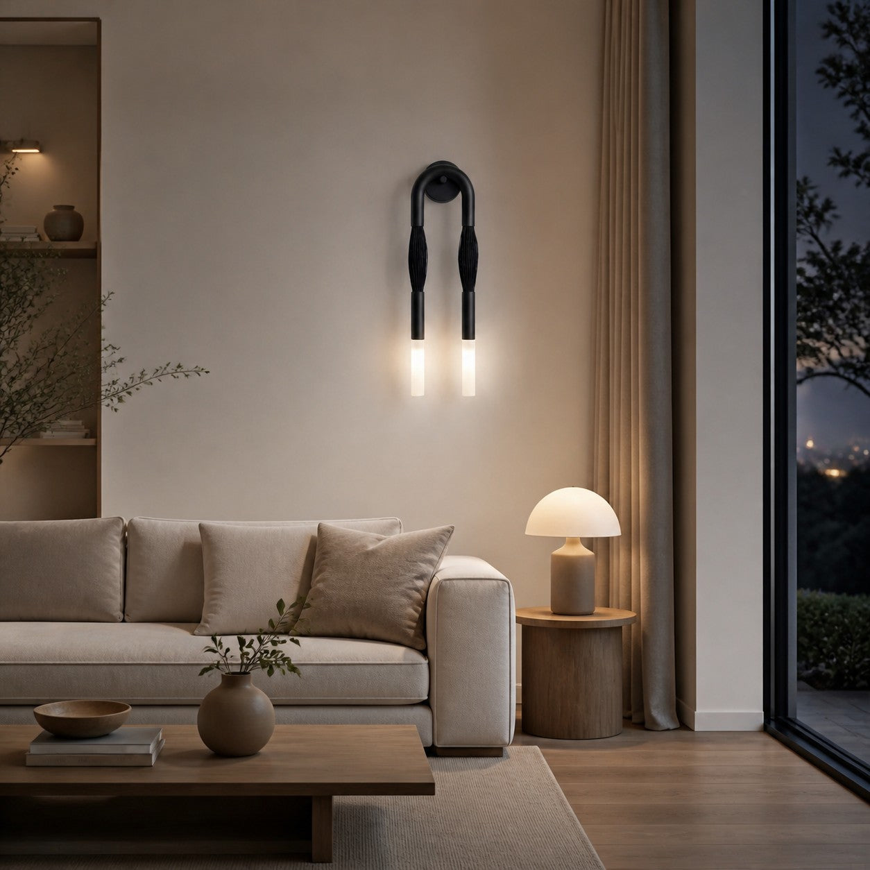 Strandia Minimalist Curved Arm Wall Lamp - Japandi style Accent Light for Hallway