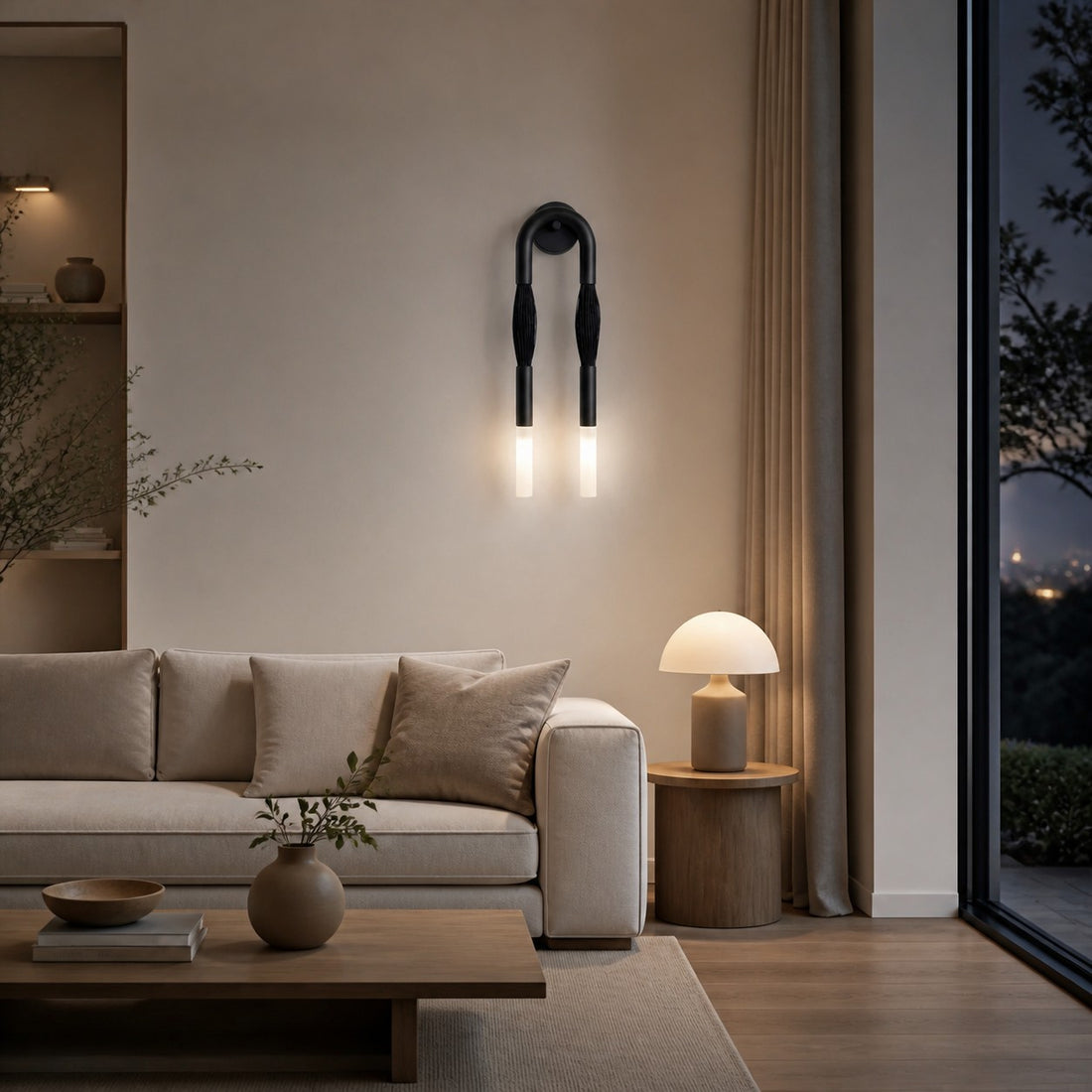 Strandia Minimalist Curved Arm Wall Lamp - Japandi style Accent Light for Hallway