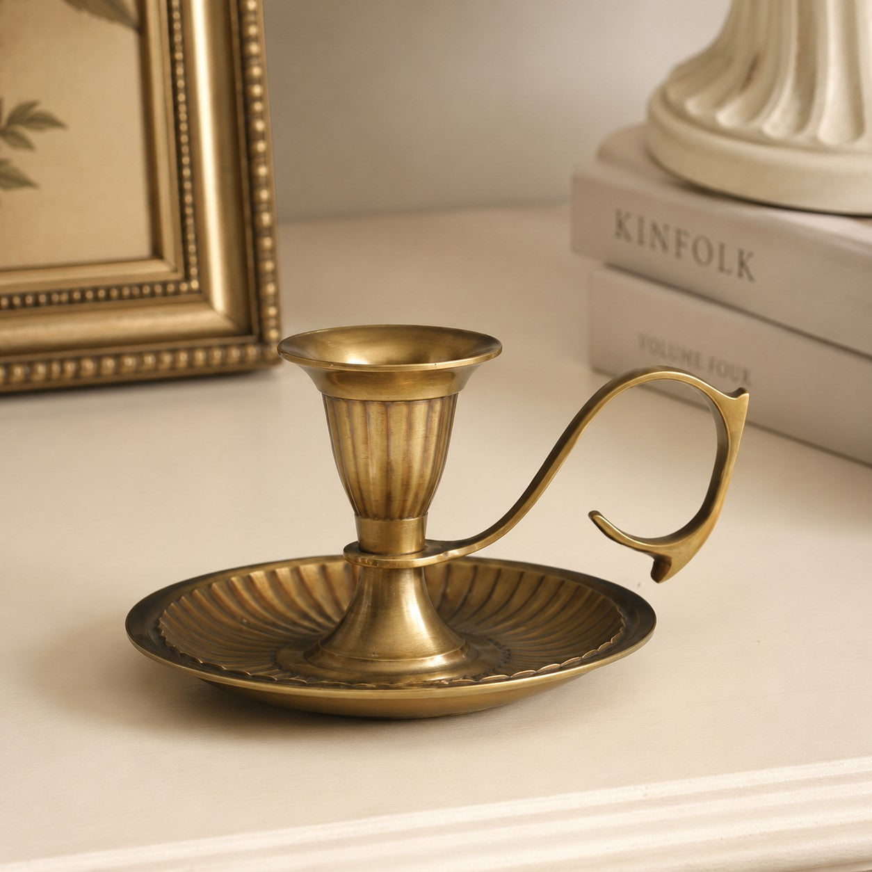 Aura Brass Candlestick Holder