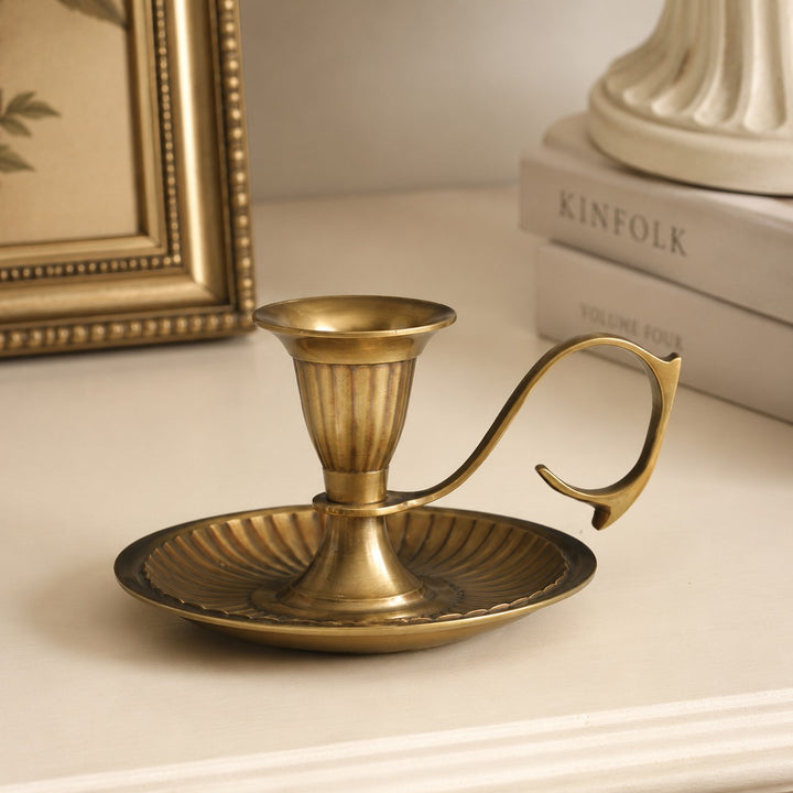 Aura Brass Candlestick Holder