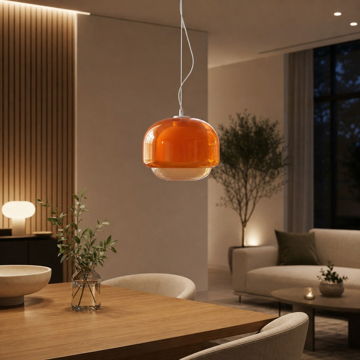Clinco Modern Mushroom Pendant Light - Colored Glass Hanging Light