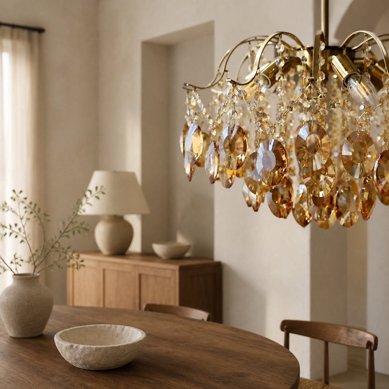 Vintage Sumptuous Teardrop Crystal Chandelier