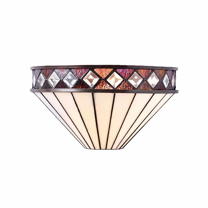 TF Fargo Art Deco Wall Light with Diamond Motif Design  – Glass Wall Sconce for Hallway & Bedroom