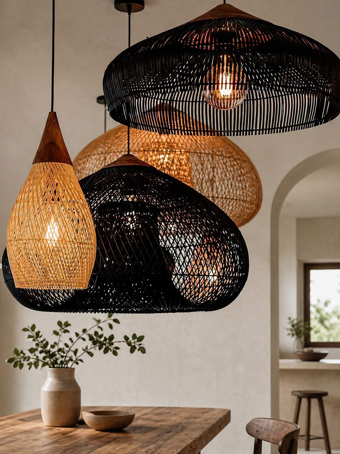 Harp Braided Rattan Pendant Lamp