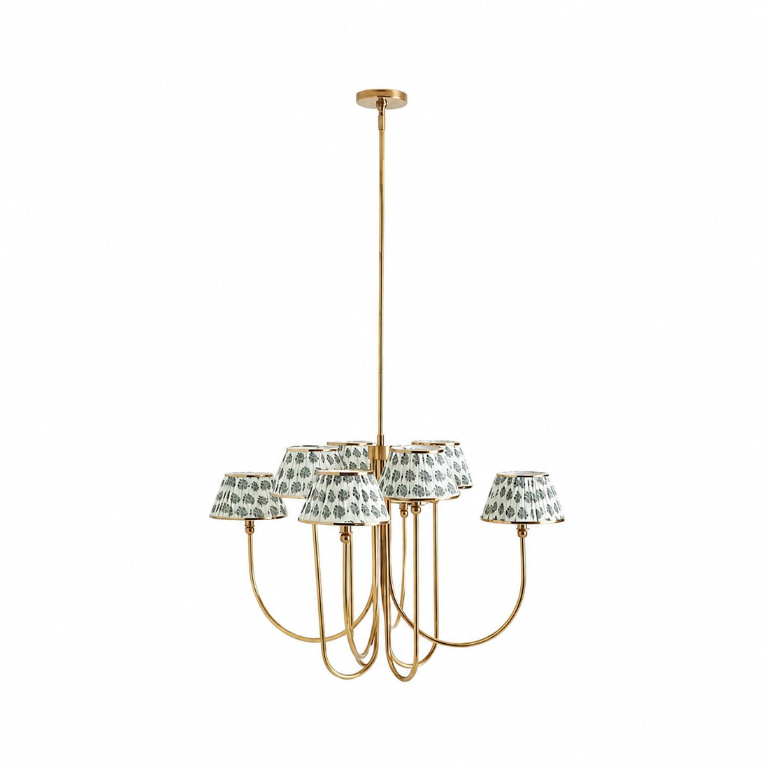 Ruchee Chandelier – Layered Fabric Shade Brass Ceiling Light for Dining or Living Spaces