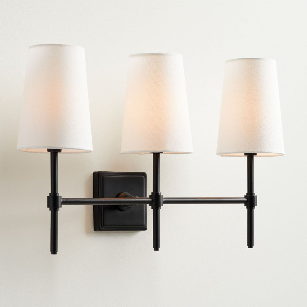 Derlina White Linen Shades Wall Lamp – Retro Metal Multi-Head Lighting Fixture