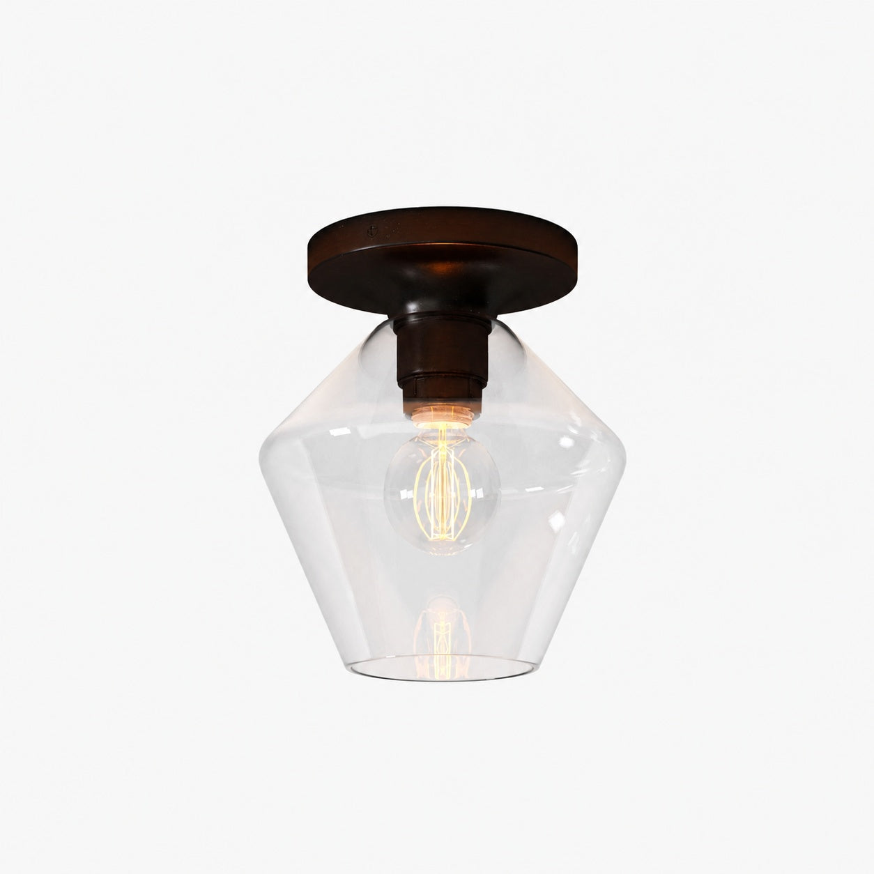 Merin Minimalist Sleek Geometric Glass Flushmount Light