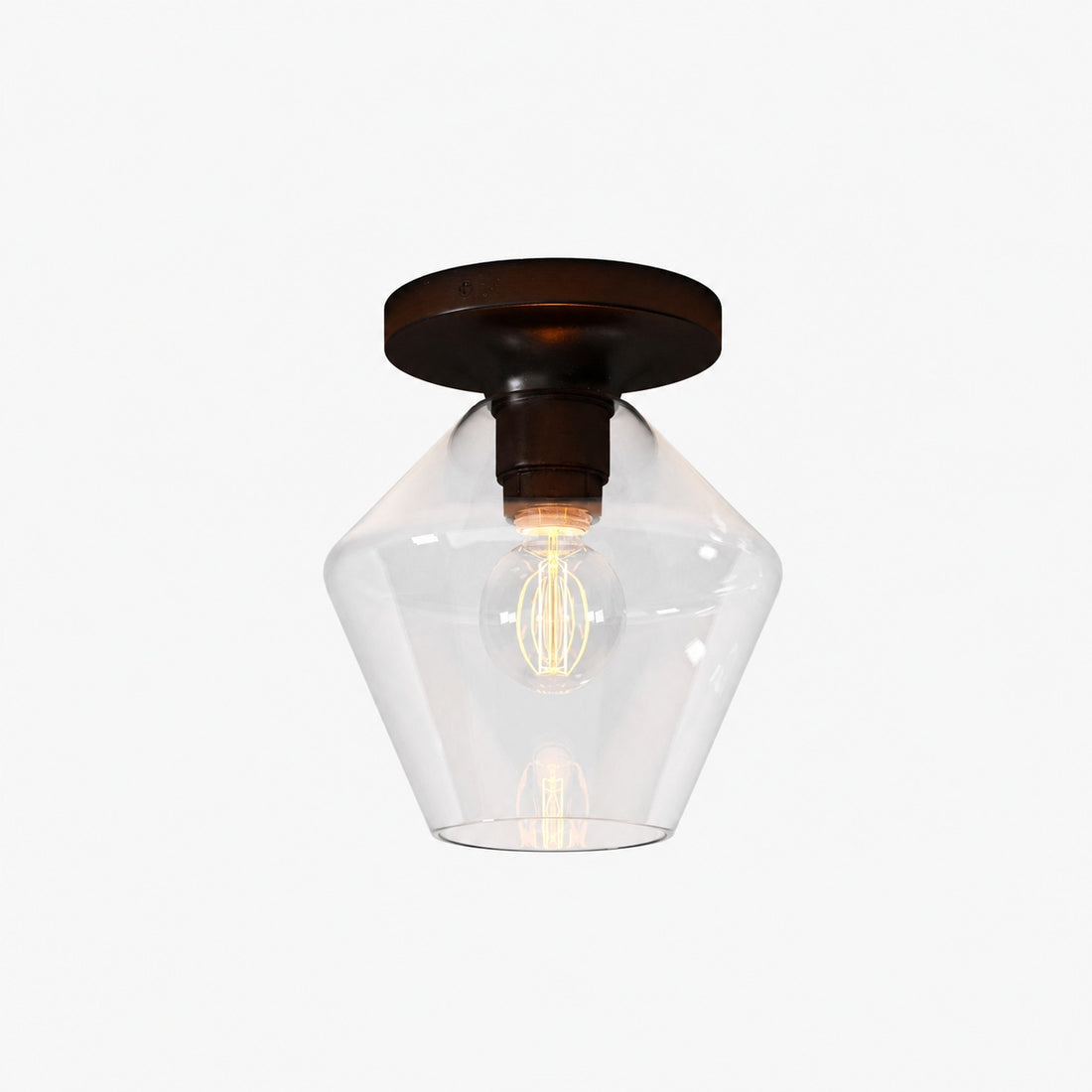 Merin Minimalist Sleek Geometric Glass Flushmount Light