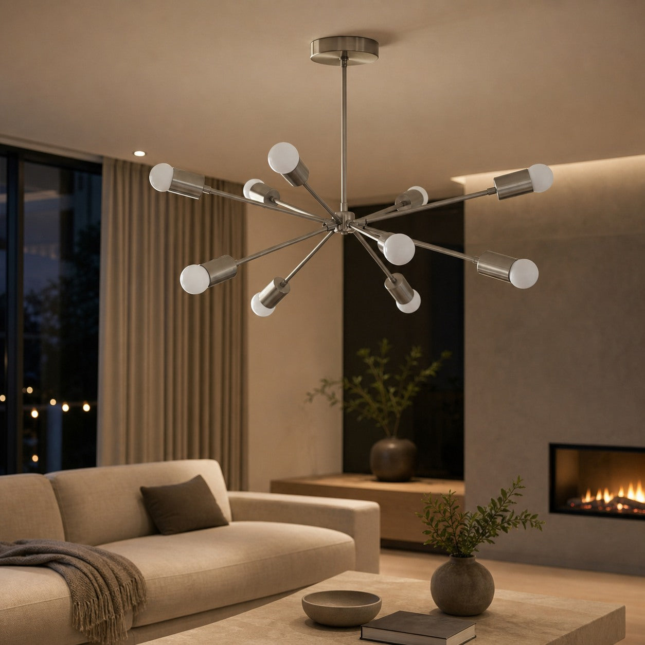 Mobilux Line Modern Chandelier - Mid Century Ceiling Light Fixture