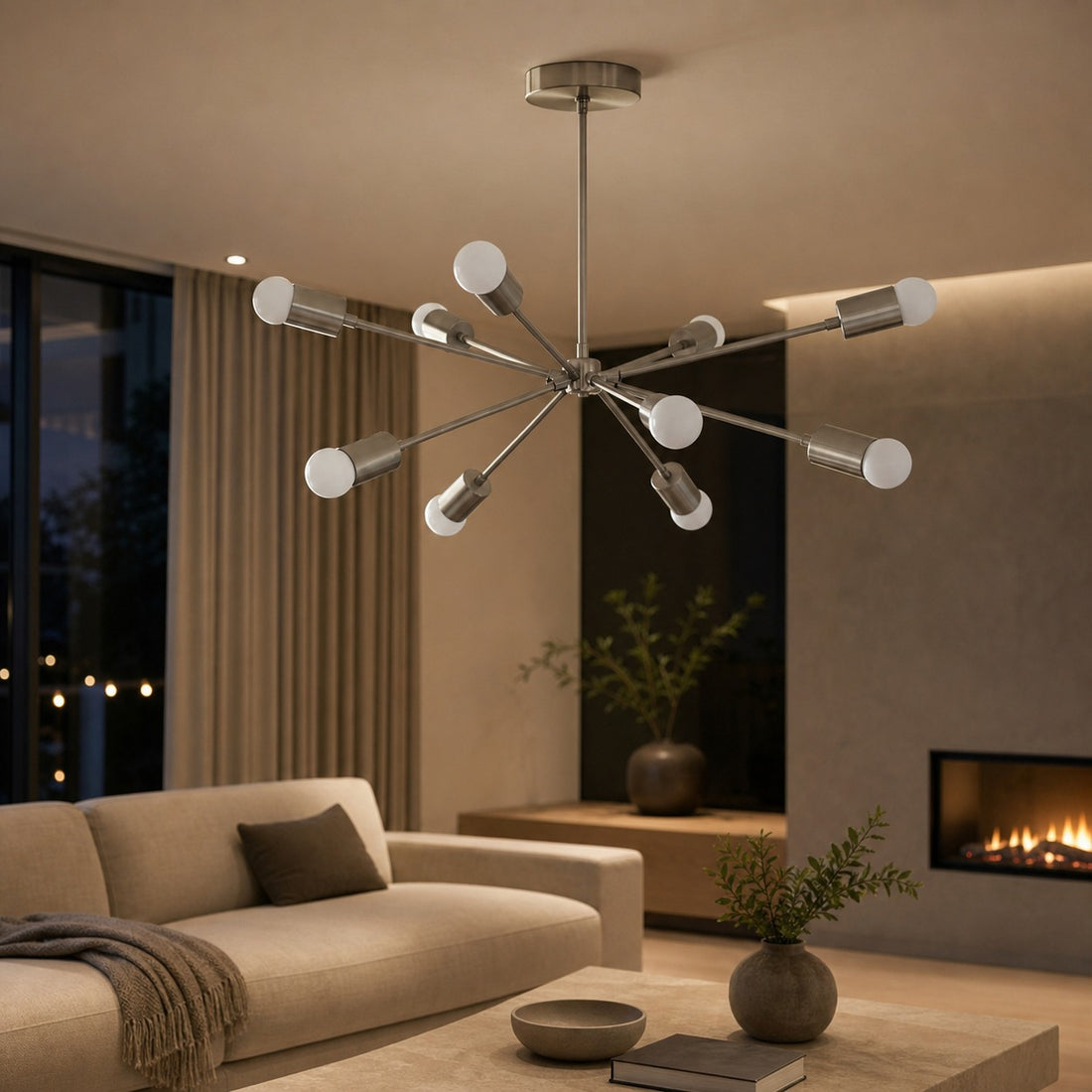 Mobilux Line Modern Chandelier - Mid Century Ceiling Light Fixture
