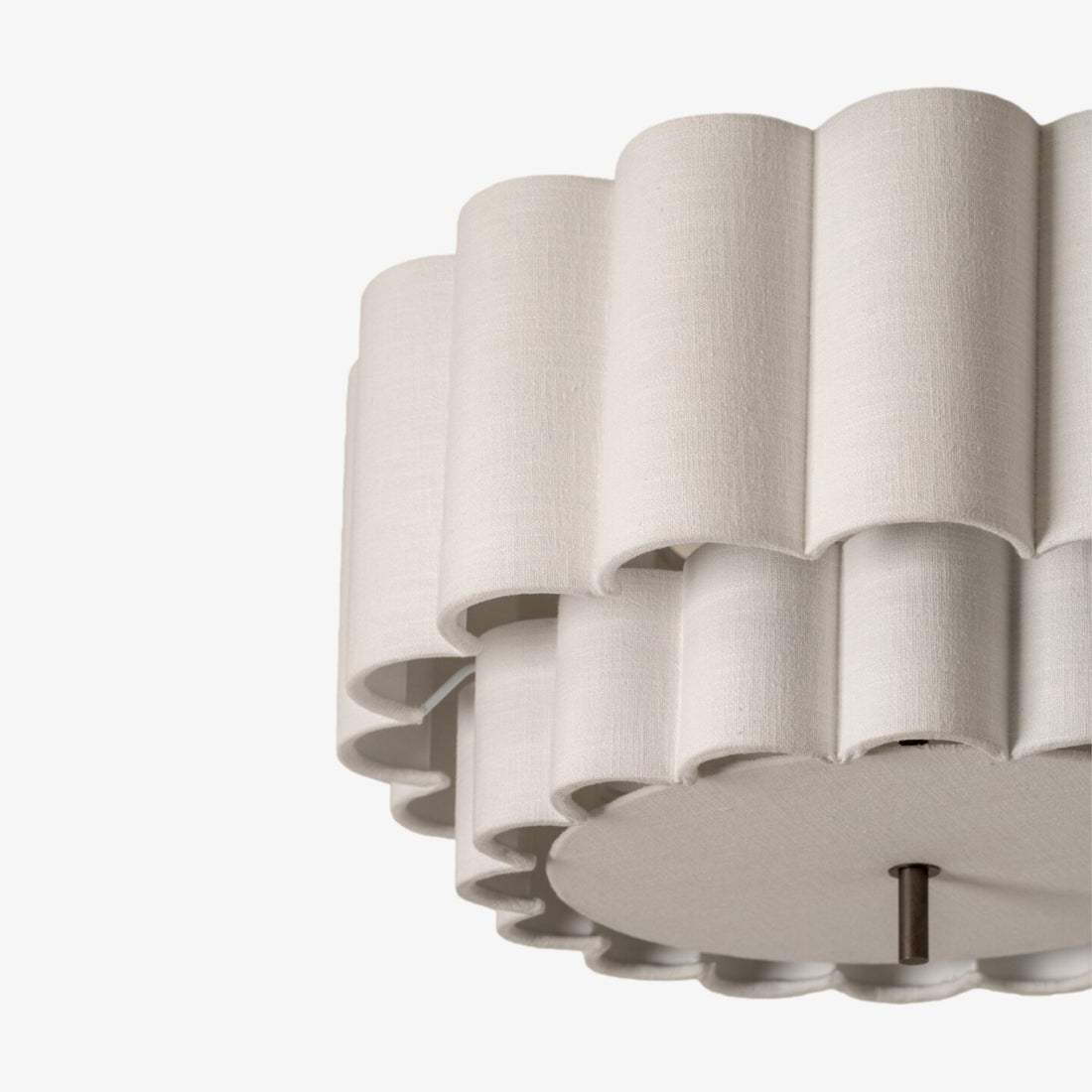Linbron Flush Lighting - Scalloped Linen Shade and Bronze Finish Modern Ceiling Light for Dining Room