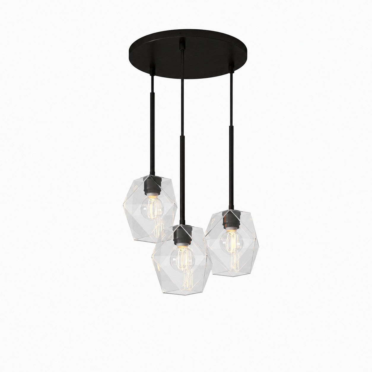 Talvior Sculptural Lighting - 3-Light Faceted Chandelier in Versatile Finishes | Explore Collection
