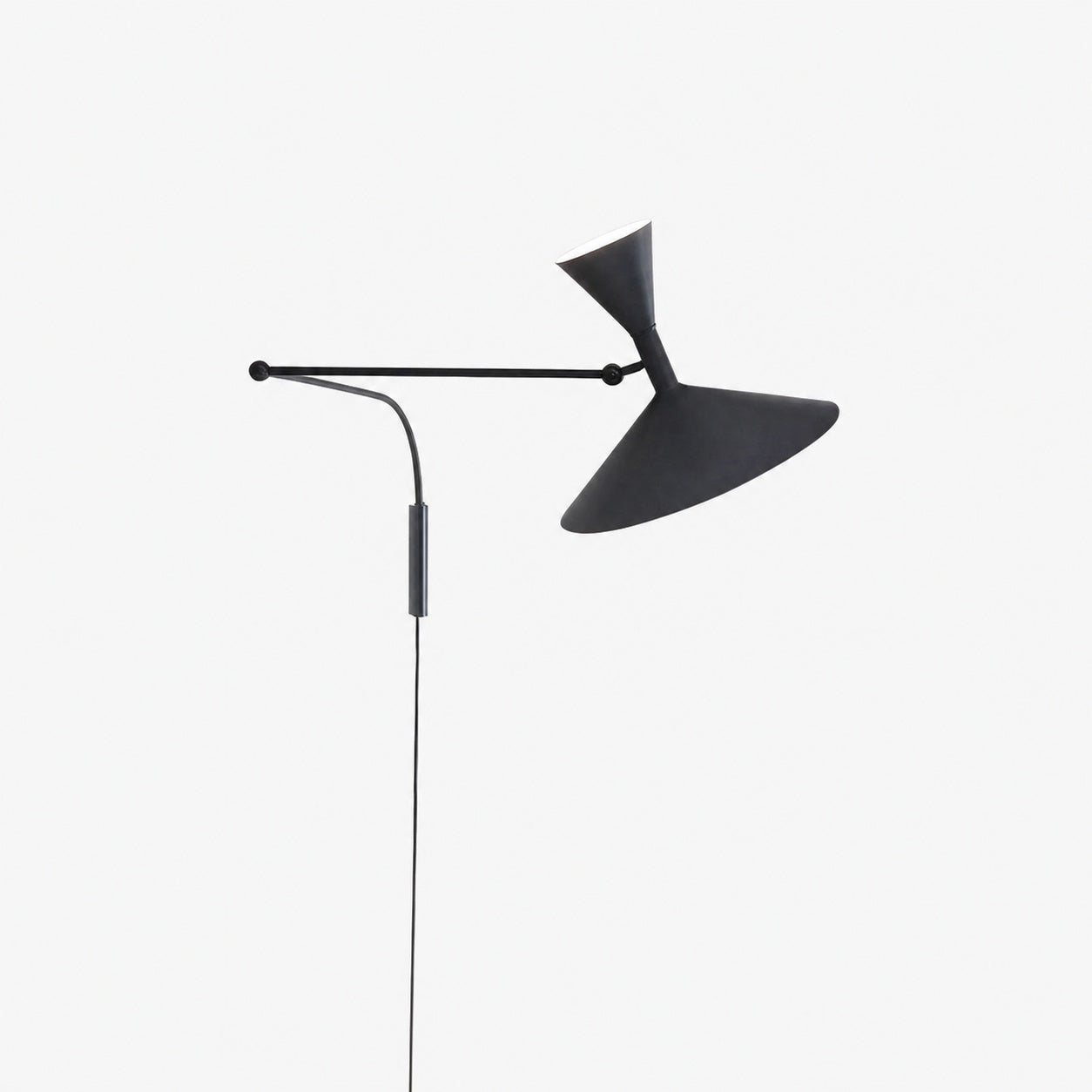 Ivoran Plug-In Swing Arm Wall Sconce - Metal Cone Adjustable Reading Light for Bedroom and Study