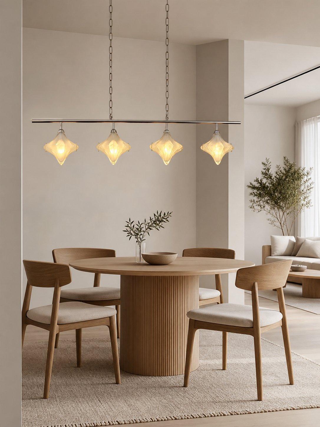 Art Deco Star Linear Pendant Light - Elegant Lighting for Kitchen Island  - Astris Cassiopeia