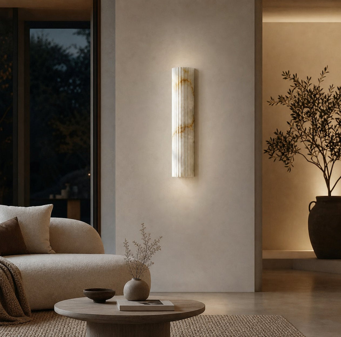 AlaVelle Contemporary Alabaster Wall Lamp – Minimalist Wall Light for Bedrooms and Hallways