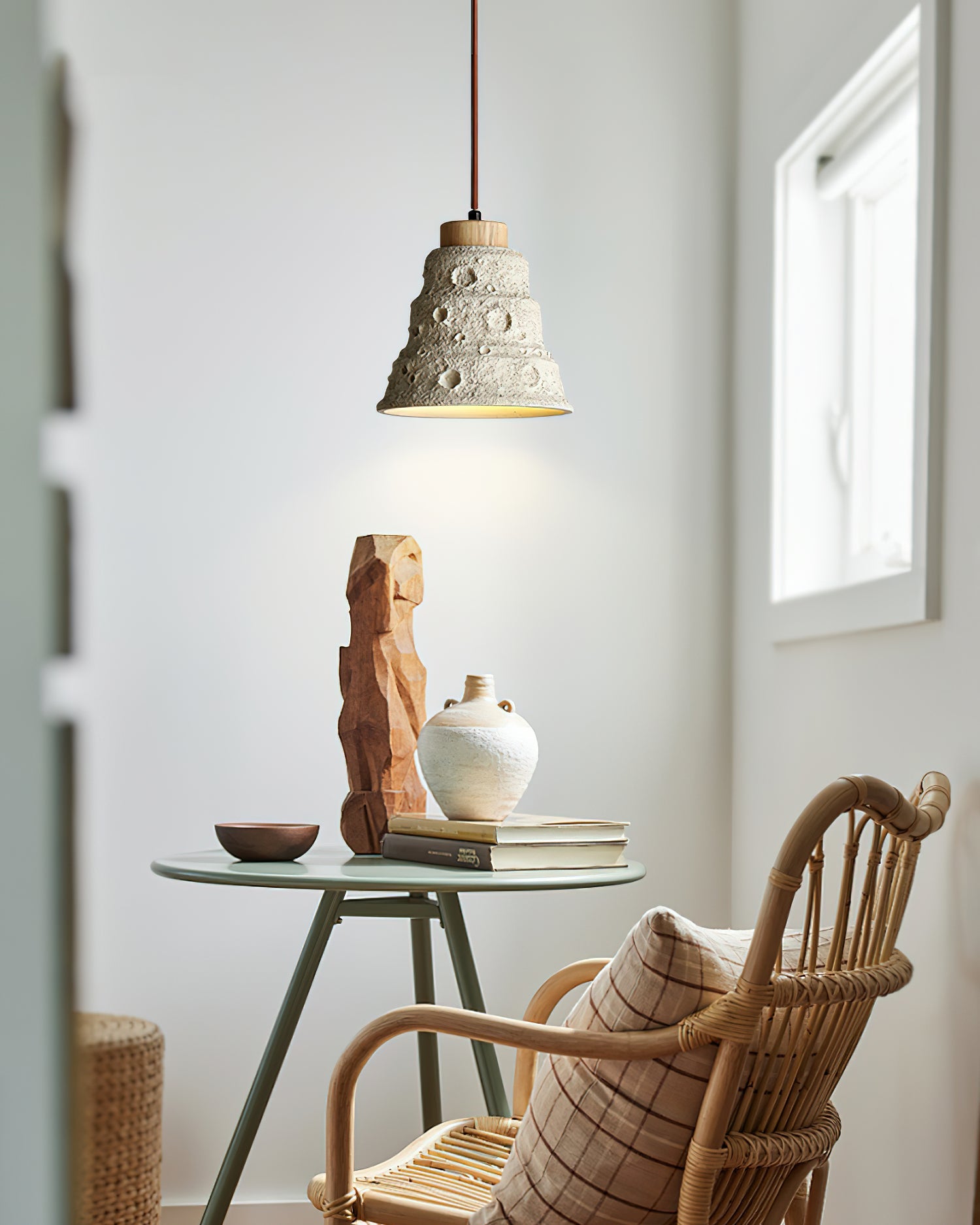 Japanese Wabi Sabi Cement Bell Shape Pendant Light