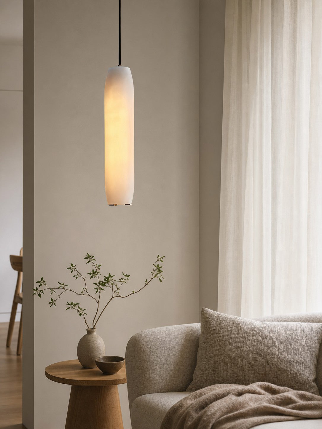 Alabaster Flute Pendant Light