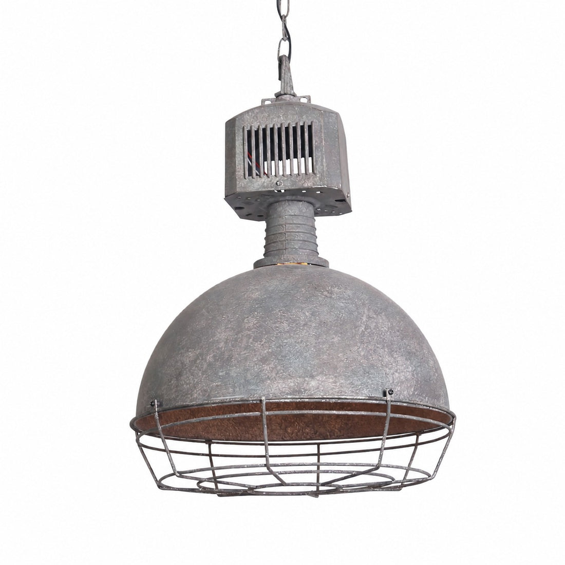 Caged Industrial Metal Pendant Light