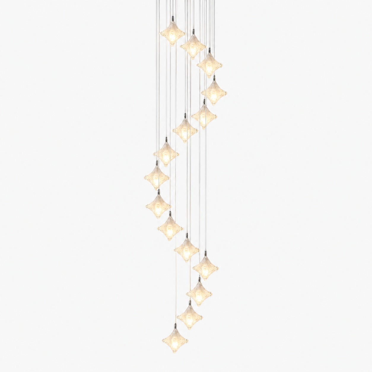 Art Deco Star Staircase Pendant Light – Frosted Glass Hanging Fixture –  Astris Altair