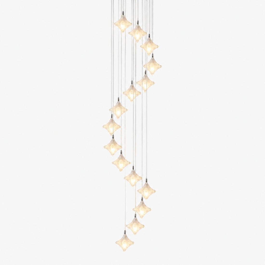 Art Deco Star Staircase Pendant Light – Frosted Glass Hanging Fixture –  Astris Altair