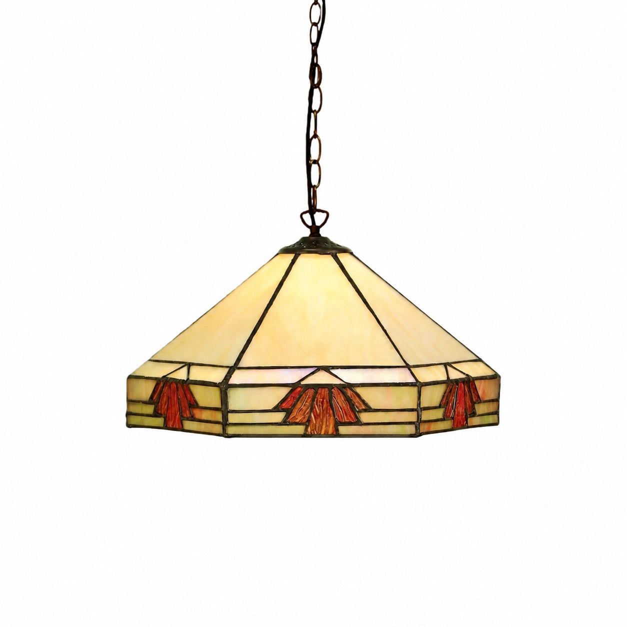 TF Nevada Vintage Stained Glass Pendant - Handcrafted Art Glass Lighting for Dining Areas