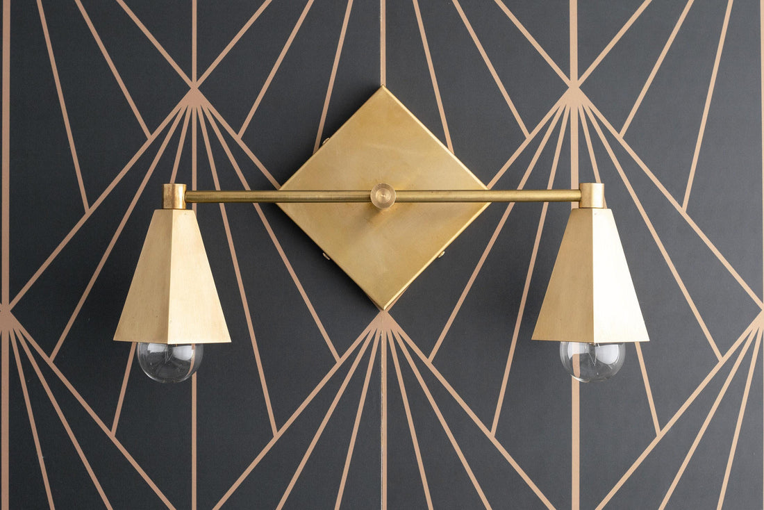 Ornato Luxe Geometric Vanity Light - Solid Brass Art Deco Bathroom Lighting