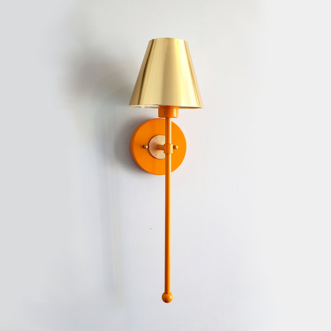 Colorful Single Light Wall Sconce - Brass Accent for Bathroom & Hallway