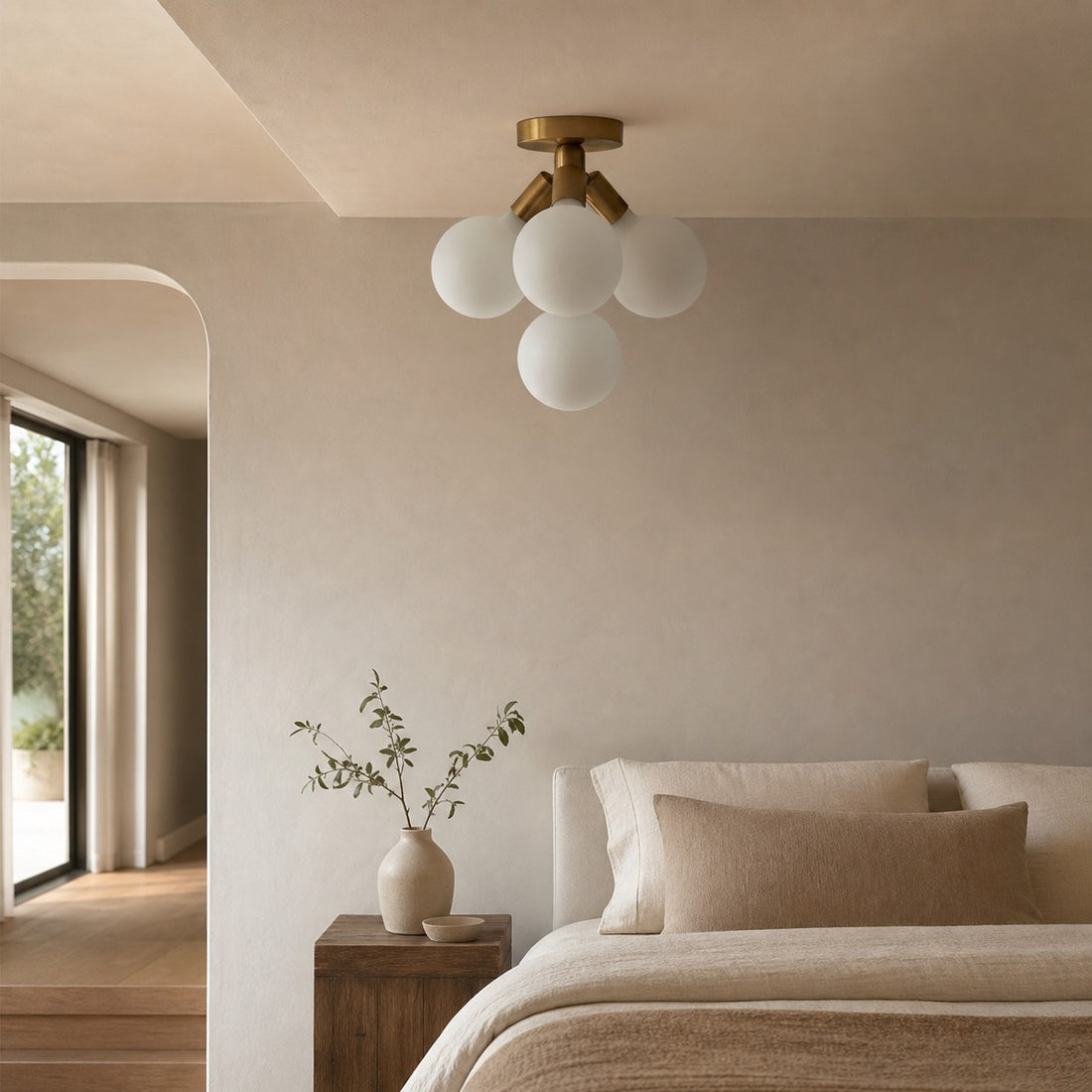 Glorica Glass Flush Mount Light - Globe Ceiling Fixture Modern