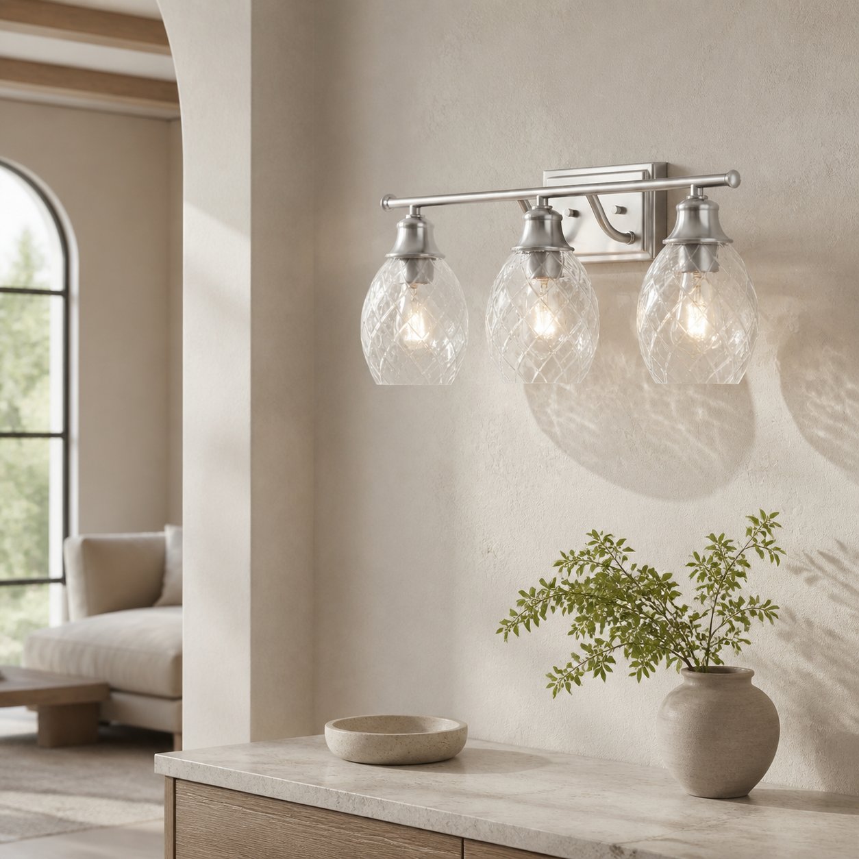 Nixora Modern Farmhouse Ribbed Design Wall Lamp - Decorative Lighting for Bathroom and Hallway