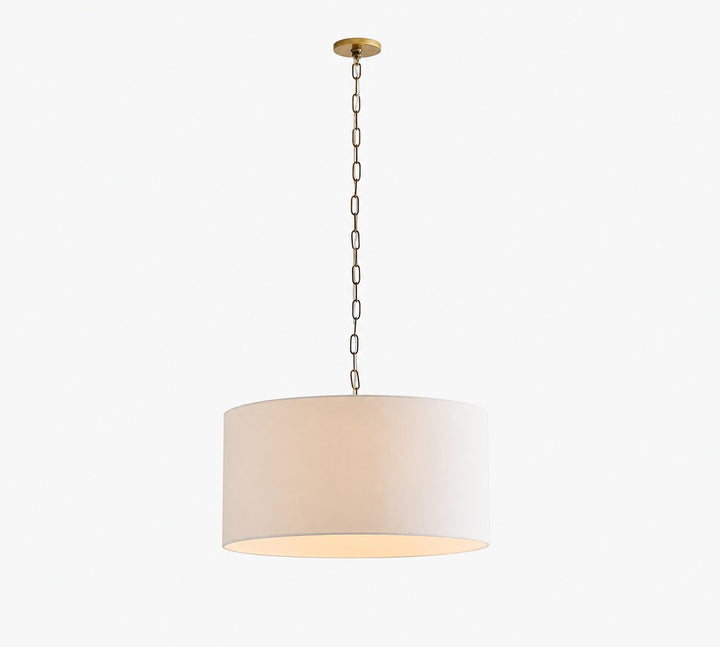 Dumora Iron Linen Drum Pendant - Vintage Brass Hanging Ceiling Light