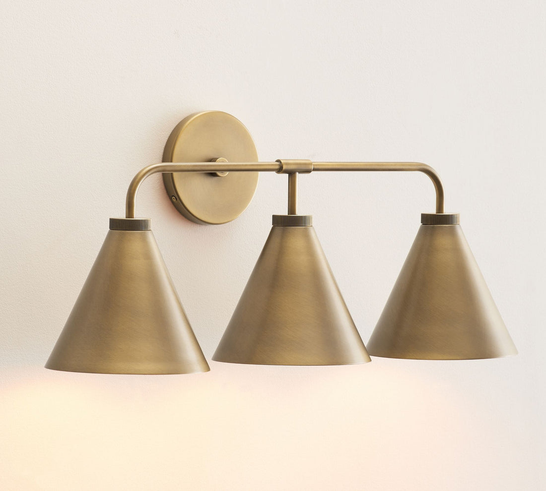 Korvi Iron Tapered Sconce Light - Wall Fixture in Black or Brass