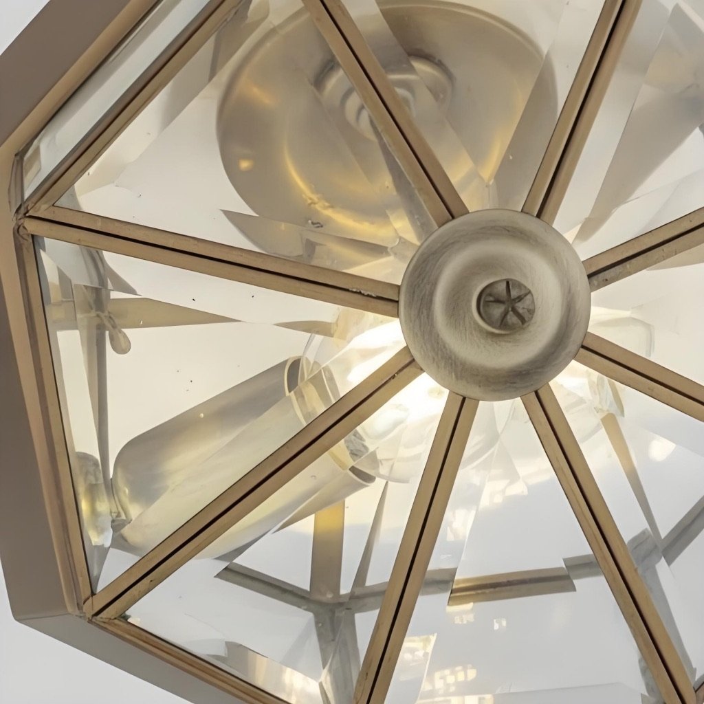 Braleen Antique Lantern Style Flush Ceiling Light – Clear Glass Design for Living and Bedroom