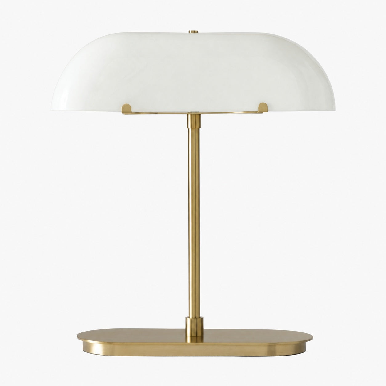Ferosa Boat-Shaped Lampshade Table Lamp – Vintage Bronze Finish with Milk Glass Shade