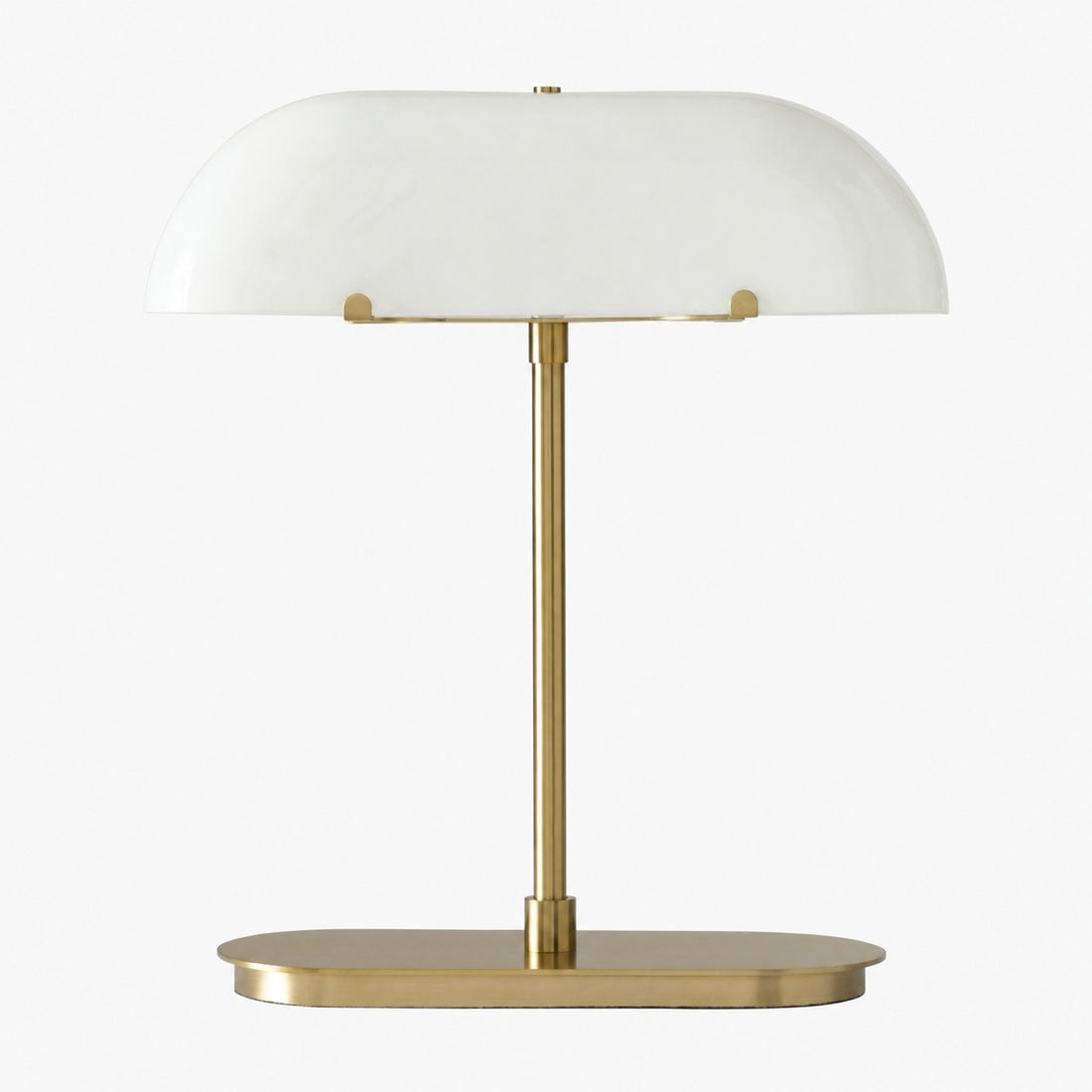Ferosa Boat-Shaped Lampshade Table Lamp – Vintage Bronze Finish with Milk Glass Shade