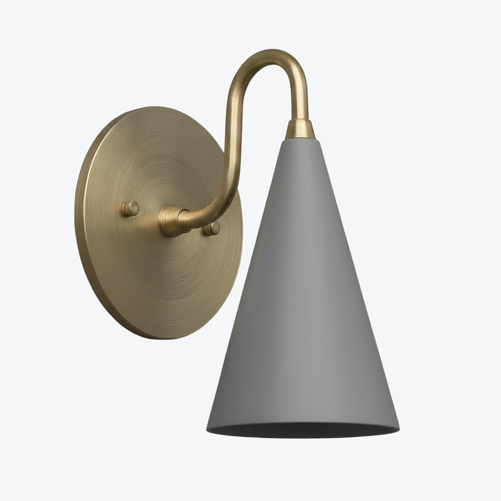 Curva Metal Cone Shade Sconce – Vintage Brass Wall Light for Entryway or Stairwell