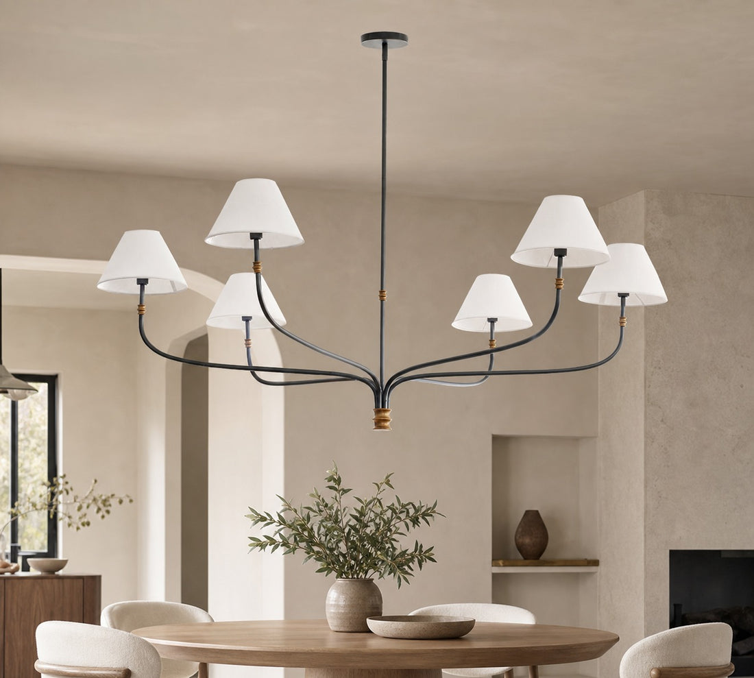Calin Classic Round Chandelier - Bronze Iron Light for Dining
